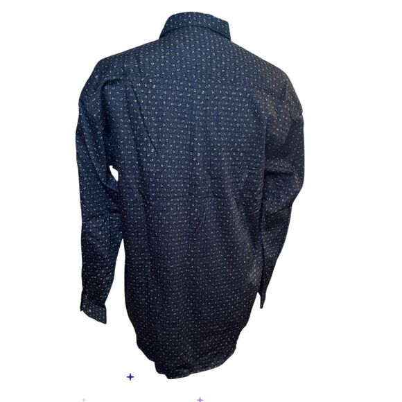 New!  Perry Ellis Men’s Button Front Casual Shirt Sz. M Navy Blue Geometric Prin - Picture 4 of 12